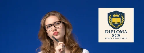 Studentessa pensierosa con quaderno che valuta se il diploma online è valido, Diploma CSC scuole paritarie