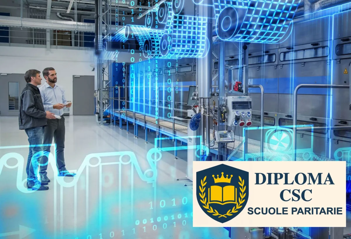 Studenti del percorso Elettronica ed Elettrotecnica Online impegnati nello studio di impianti elettrici, automazione industriale e tecnologie elettroniche con Diploma CSC.