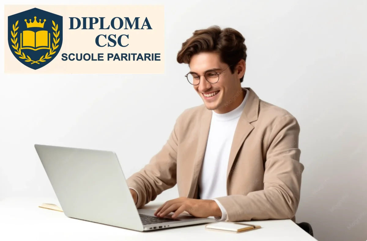 Studente segue un corso online per il recupero anni scolastici a Verona con Diploma CSC.