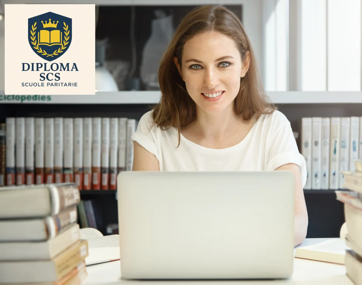 Studente segue il percorso Sistemi Informativi Aziendali Online con Diploma CSC per acquisire competenze in informatica, economia e gestione aziendale.