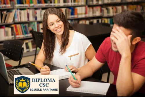 Studente rimandato che riceve supporto allo studio per recuperare le materie insufficienti e superare l’anno scolastico con Diploma CSC.