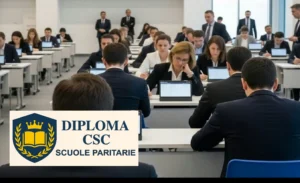 Studenti impegnati in una prova concorsuale per concorsi pubblici dopo il conseguimento del diploma con Diploma CSC.