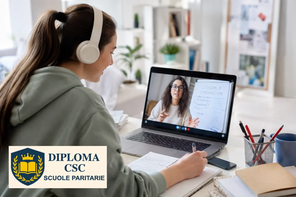 Studentessa segue lezioni online per il recupero anni scolastici a Venezia con Diploma CSC